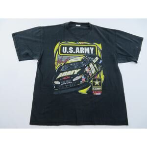 Army Nascar Joe Nemechek Double Sided Graphic Black T-shirt Sz 2XL Y2K